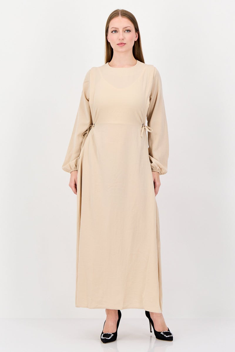 trendyol Women Solid Maxi Dress, Beige - Image 1